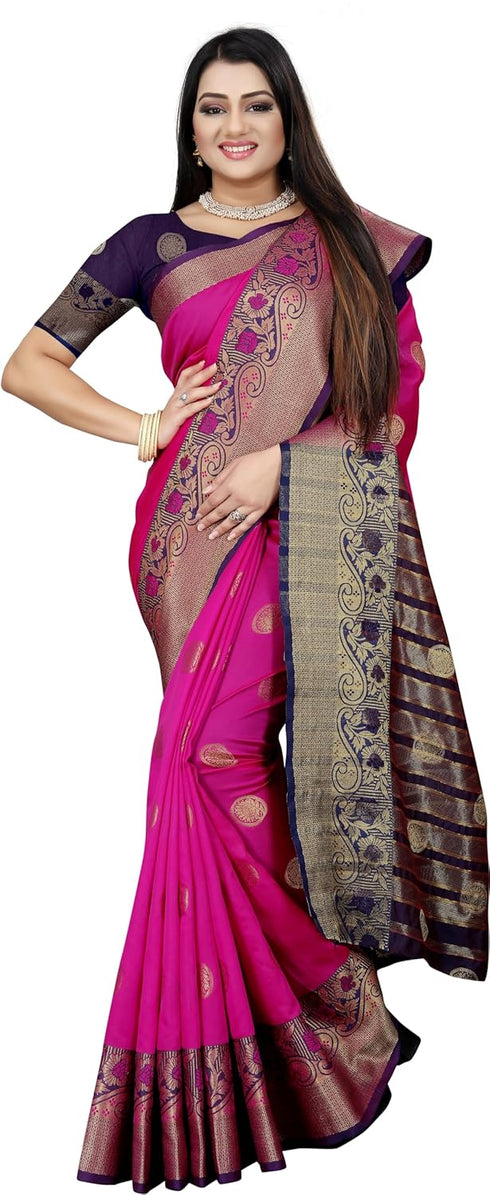 Vasthrlay Banarasi Blue Orange Ethnic Wear
