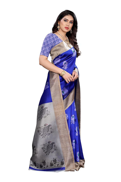 Vasthrlay Printed Kesar Blue Free Ethnic Wear