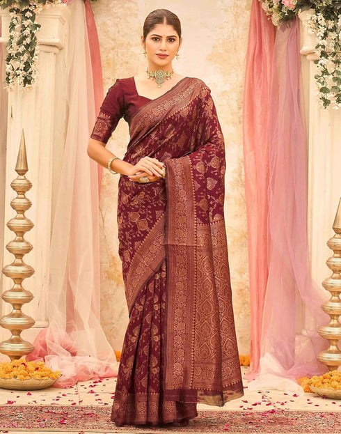 Vasthrlay Womens Weaving Unstitched Dark Green Saree