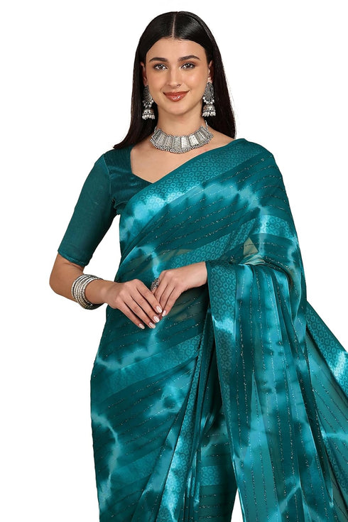 Vasthrlay Fashion Georgette Green Ethnic Wear