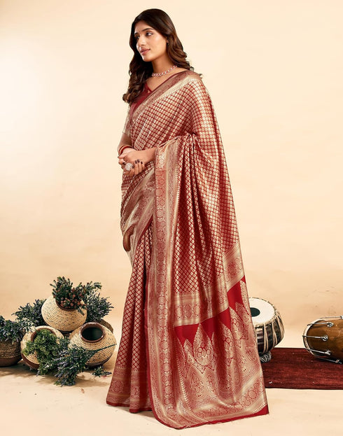 Vasthrlay Kanjivaram Banarasi Wedding Light Green Saree