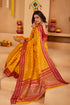 Vasthrlay Orange Jacquard Unstitched Saree