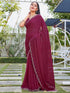 Vasthrlay Georgette Scalloped Unstitched Black Saree