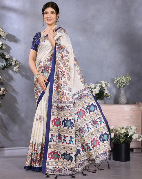 Vasthrlay Printed Unstitched Saree Az Ya Shaadi