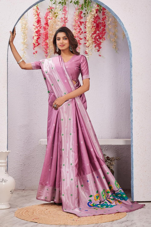 Vasthrlay Paithani Kanjivaram Lightpink