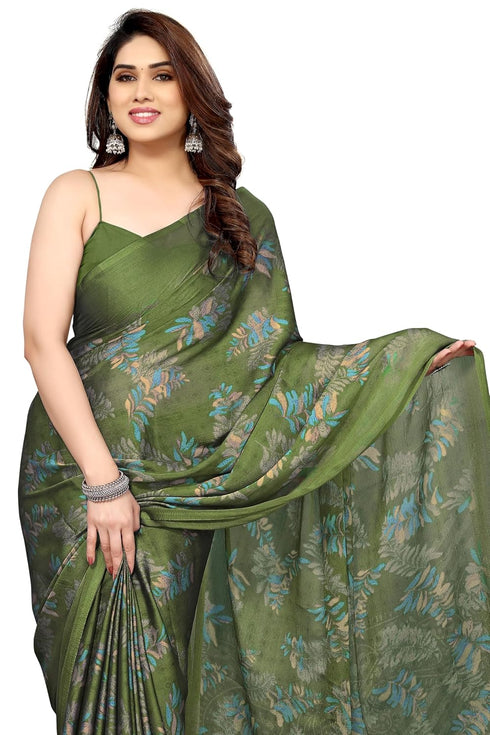 Vasthrlay Fashion Chiffon Turquoise Ethnic Wear
