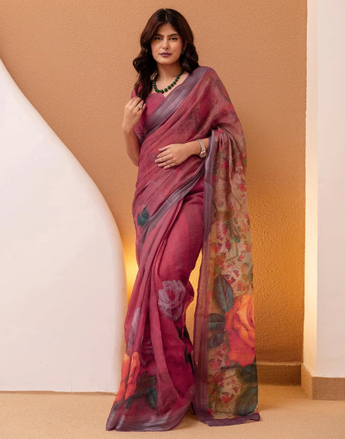 Vasthrlay Womens Printed Minute Green Saree