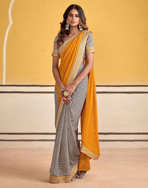 Vasthrlay Georgette Embroidery Unstitched Maroon Saree