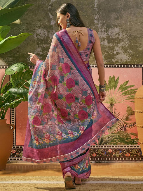 Vasthrlay Weaving Printed Beige Saree