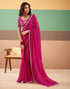 Vasthrlay Georgette Embroidery Unstitched Dark Green Saree
