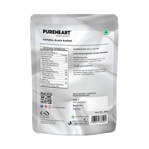 Pureheart Nutreat Premium Natural Black Raisins Kali Kishmish/Manuka