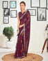 Vasthrlay Chiffon Tassels Unstitched Dark Green Saree