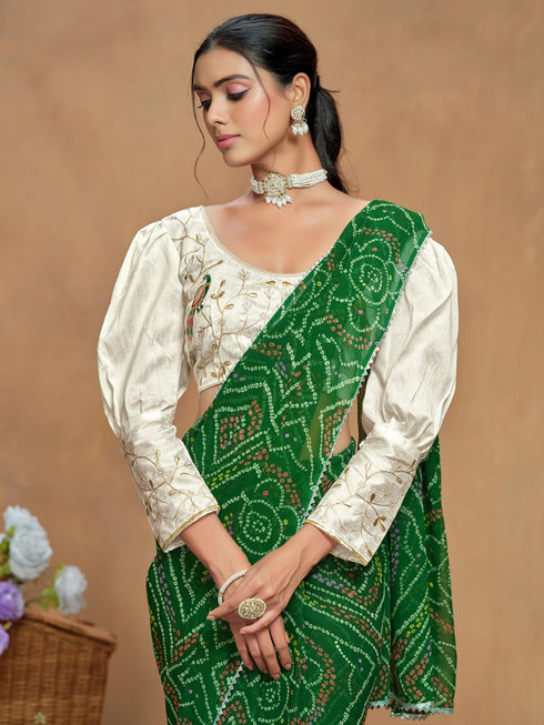 Vasthrlay Green Georgette Saree