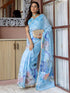 Vasthrlay Womens Printed Unstitched Multicolor Saree