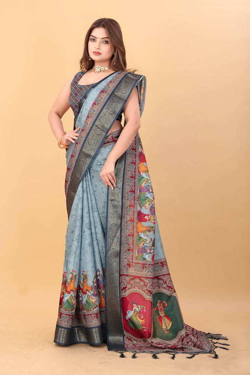 Vasthrlay Kanjivaram Traditional Unstitched Saree