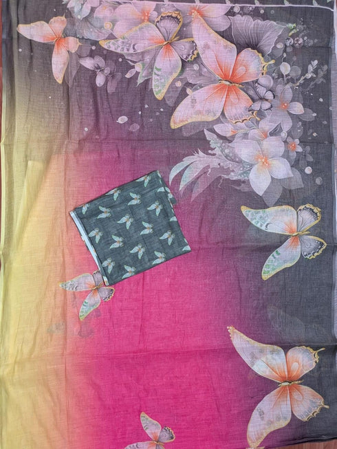 Vasthrlay Premium Gradient Butterfly Unstitched