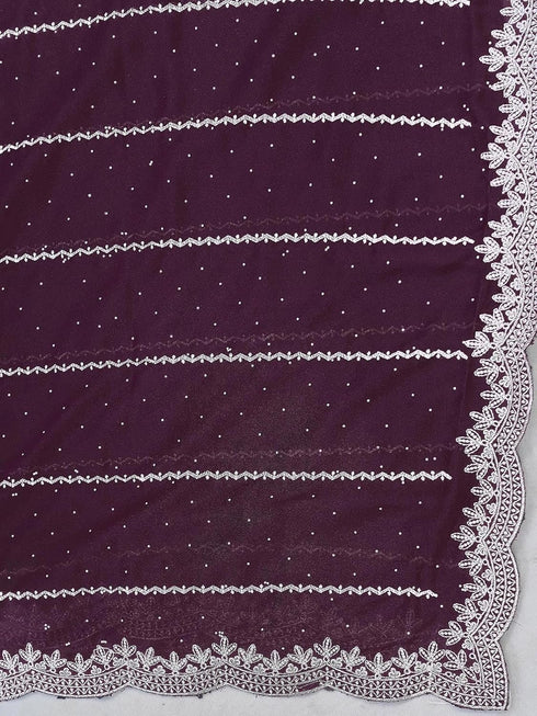 Vasthrlay Georgette Embriodery Dusty Saree