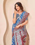 Vasthrlay Kalamkari Printed Unstitched Blue Saree