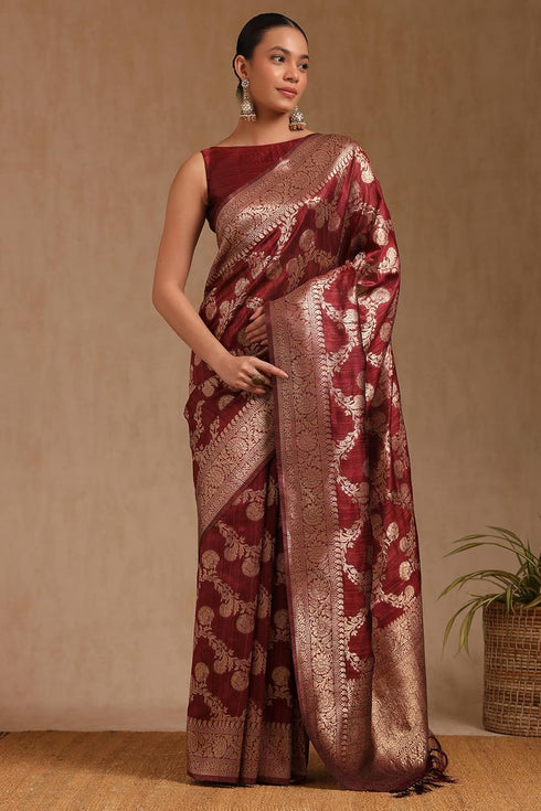 Vasthrlay Beige Tussar Floral