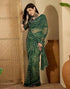 Vasthrlay Georgette Embroidery Green Saree With Unstitched Blouse Piece