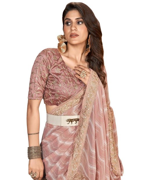 Vasthrlay Georgette Leheriya Unstitched Blue Saree