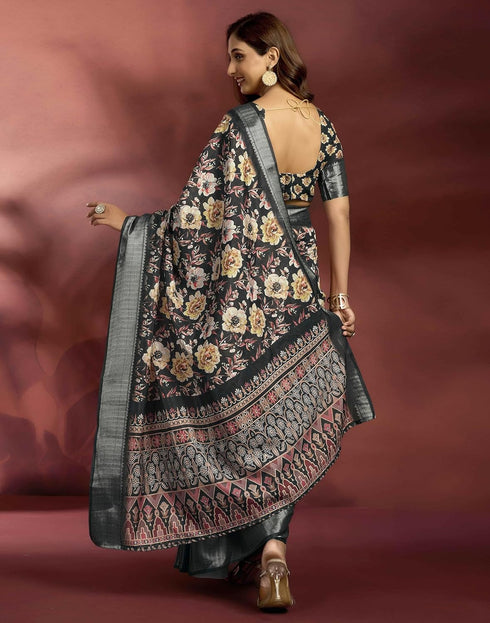 Vasthrlay Banglori Printed Unstitched Peach Saree