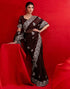Vasthrlay Embroidery Scalloped Maroon Saree With Unstitched Blouse Piece