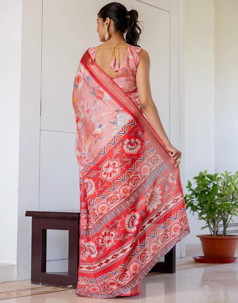 Vasthrlay Womens Printed Unstitched Beige Saree