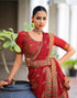 Vasthrlay Georgette Embroidery Unstitched Red Saree