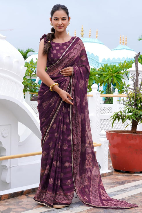 Vasthrlay Fashion Georgette Geometric Printed Ethnic Wear