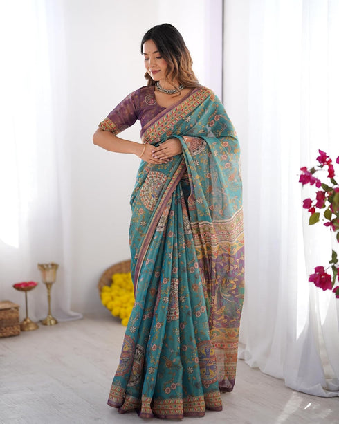 Vasthrlay Handloom Grey Beige Traditional Saree