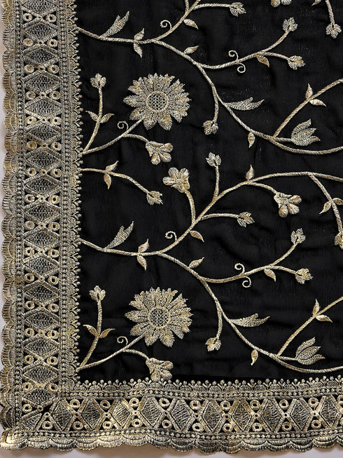 Vasthrlay Georgette Printed Dark Saree