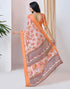 Vasthrlay Georgette Printed Orange Saree With Unstitched Blouse Piece