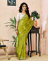 Vasthrlay Womens Printed Unstitched Olive Green Saree