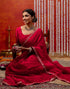 Vasthrlay Sequence Embroidery Unstitched Red Saree
