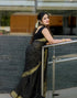 Vasthrlay Banarasi Jacquard Unstitched Dark Green Saree