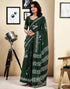 Vasthrlay Womens Printed Unstitched Dark Green Saree
