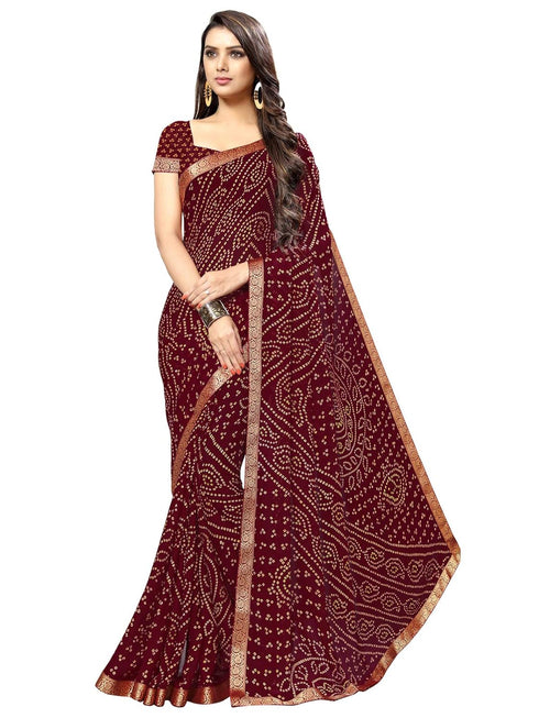 Vasthrlay Chiffon Blouse Maroon Saree