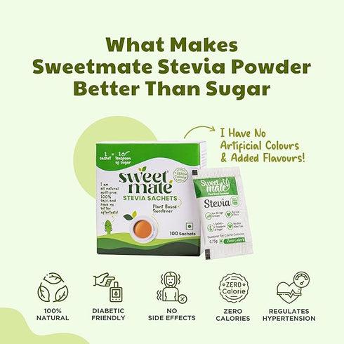 Sweetmate Stevia Natural Sweetener 100 Sachets