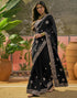 Vasthrlay Scalloped Embroidery Unstitched Maroon Saree