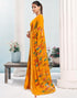 Vasthrlay Chiffon Tassels Unstitched Dark Green Saree