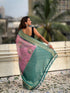 Vasthrlay Kanjivaram Organza Kalamkari Cream Purple Ethnic Wear
