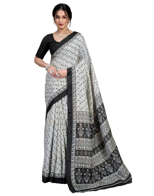 Vasthrlay Bandhani Printed Unstitched Black Saree