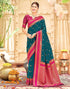 Vasthrlay Womens Paithani Blue Saree With Rani Pink Unstitched Blouse Piece