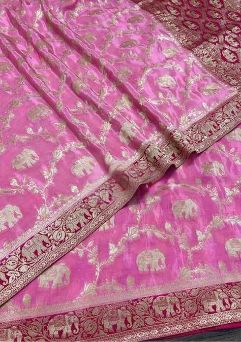 Vasthrlay Banarasi Elephant Unstitched Saree