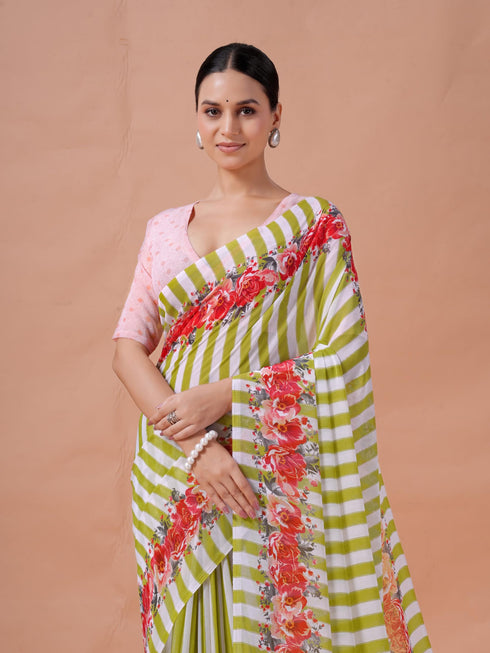 Vasthrlay Pink Unstitched Saree