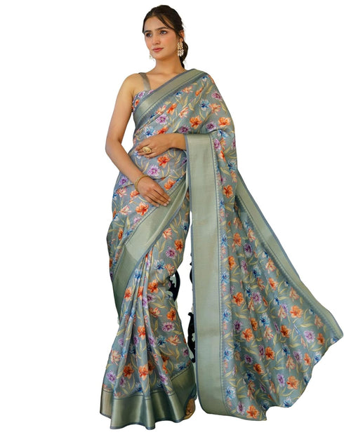 Vasthrlay Womens Striped Unstitched Dusty Pink Saree