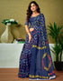Vasthrlay Chanderi Printed Unstitched Blue Saree