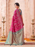 Vasthrlay Womens Banarasi Rani Pink Saree With Unstitched Blouse Piece