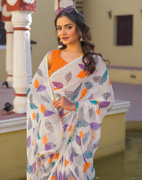 Vasthrlay Chiffon Blouse Maroon Saree